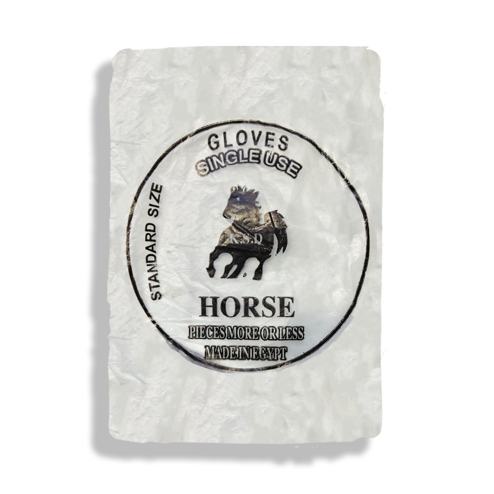 قفازات بلاستيك HORSE للاستخدام مرة واحدة قفازات بلاستيك HORSE للاستخدام مرة واحدة
